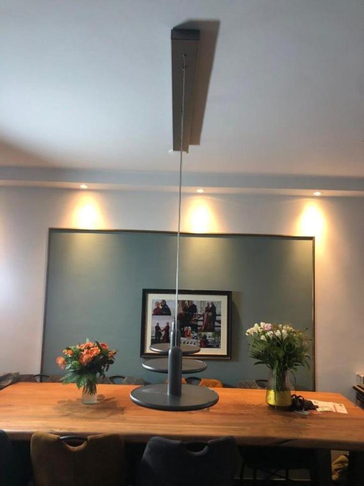 MODERNE HANGLAMP LED GRIJS 3 LICHTPUNTEN, Huis en Inrichting, Lampen | Hanglampen, Zo goed als nieuw, Minder dan 50 cm, Overige materialen