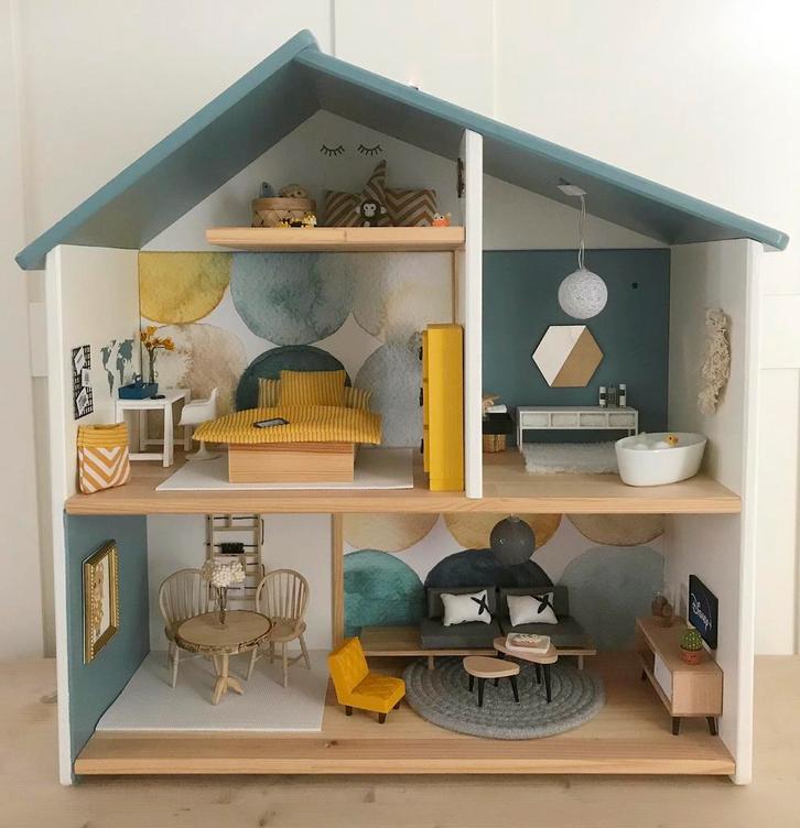 Modern poppenhuis volledig ingericht hip trendy scandi NIEUW, Verzamelen, Poppenhuizen en Toebehoren, Nieuw, Poppenhuis, Ophalen