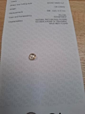 Gele Saffier 1.05 ct, Rond, Onbehandeld, IGI Certificaat beschikbaar voor biedingen