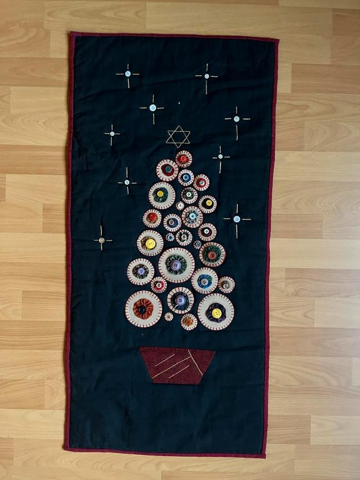 Handgemaakt Kerstquiltje met Knopen, Diversen, Kerst, Zo goed als nieuw, Ophalen