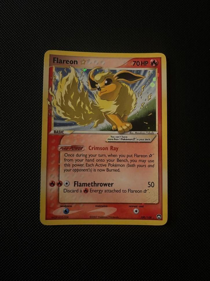Flareon [Gold Star] #100 - Pokemon Power Keepers, Hobby en Vrije tijd, Verzamelkaartspellen | Pokémon, Gebruikt, Losse kaart, Foil