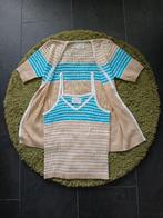 Vintage jaren 70 vestje + top set, beige, lichtblauw maat S, Verzenden, Beige, Zo goed als nieuw, Vintage