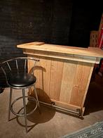 Bar steigerhout met drie barkrukken, Huis en Inrichting, Ophalen, Gebruikt
