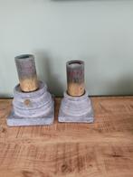 Set kandelaars, Huis en Inrichting, Ophalen of Verzenden, Grijs, Overige materialen, Minder dan 25 cm