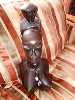 Exquisite Fulani Jonge Vrouwen Ebbenhout Gesneden Sculptuur,, Antiek en Kunst, Kunst | Niet-Westerse kunst, Ophalen of Verzenden