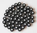 partij van 50 zwarte acryl kralen met witte ster 7 mm, Nieuw, Kraal, Ophalen of Verzenden