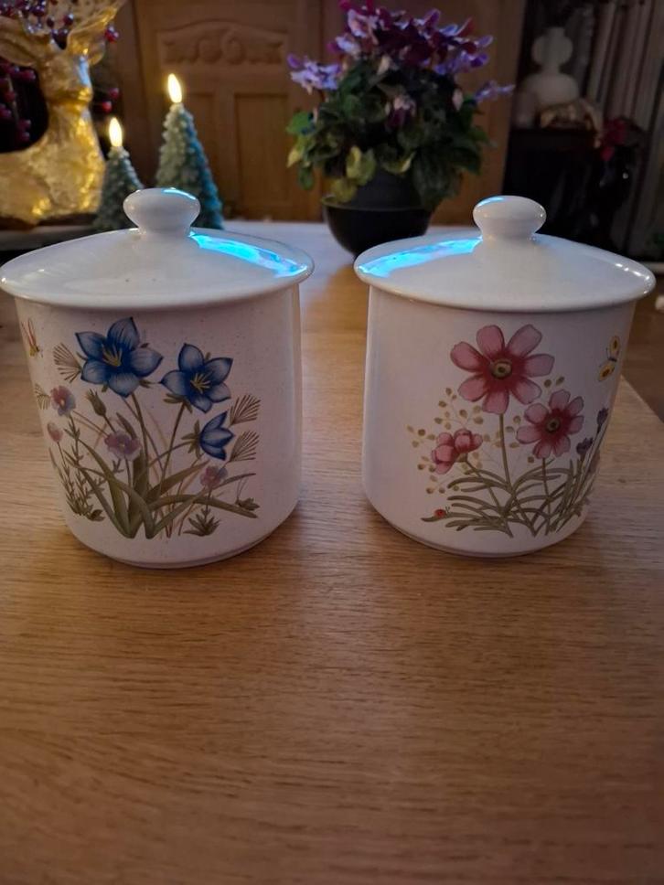 Retro Keramiek Potten met Bloemen samen voor € 12,50, Huis en Inrichting, Keuken | Servies, Nieuw, Overige typen, Overige stijlen
