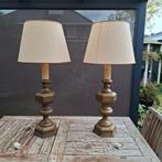 2 vintage messing tafellampen, Gebruikt, Metaal, Vintage, Ophalen of Verzenden