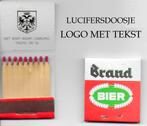 Luciferdoosje brand bier binnenkant logo met tekst, Verzamelen, Ophalen of Verzenden, Zo goed als nieuw, Asbak