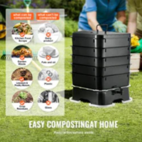 Wormencomposter, 50 L, 5-laden compostbak, binnen en buiten,, Witgoed en Apparatuur, Vriezers en Diepvrieskisten, Nieuw, Vrijstaand