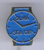 OLMA Sea cup blauw op zilverkleurig horloges speldje( W_134), Verzamelen, Speldjes, Pins en Buttons, Merk, Zo goed als nieuw, Verzenden