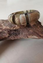 Vintage Armband Hoorn Hout Messing, Ophalen of Verzenden, Gebruikt, Beige, Overige materialen