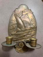 Koperen wandkandelaar met een maritiem decor, Antiek en Kunst, Antiek | Koper en Brons, Ophalen of Verzenden, Koper