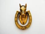 Deurklopper paard met hoefijzer messing paardenhoofd, Antiek en Kunst, Ophalen of Verzenden
