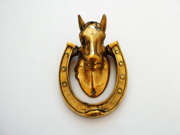 Deurklopper paard met hoefijzer messing paardenhoofd beschikbaar voor biedingen