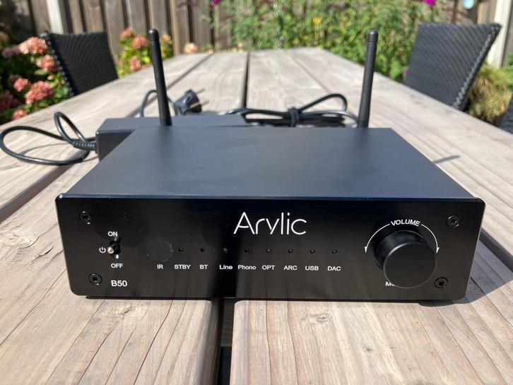 Arylic B50 stereo versterker 2x50 W + Blutooth 5.2 & remote, Audio, Tv en Foto, Versterkers en Receivers, Zo goed als nieuw, Stereo