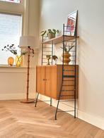 Vintage wandmeubel modulair hout jaren 50/60, Huis en Inrichting, Ophalen, 100 tot 150 cm, Minder dan 150 cm, Metaal
