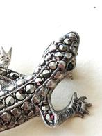 broche salamander, hagedis 2e gehalte zilver, markasiet, Ophalen of Verzenden, Zilver, Broche, Met edelsteen