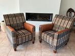 Twee Fauteuils met Geruite Bekleding, Ophalen, Gebruikt, Minder dan 75 cm, Stof
