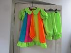 Fleurige Neon Jurk, Broek Hoedje/masker  Maat 128, Ophalen of Verzenden, Gebruikt, 122 t/m 128, Meisje