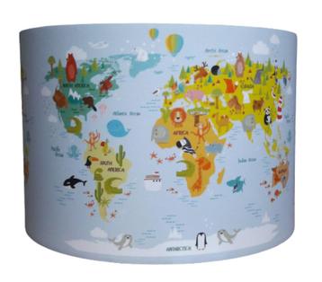Kinderlamp Hanglamp Lamp Wereldkaart Dieren Designed4Kids beschikbaar voor biedingen