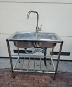 Dubbele Spoelbak/Gootsteen - Camping/Nood, Huis en Inrichting, Ophalen, Overige kleuren, 50 tot 100 cm, Zo goed als nieuw