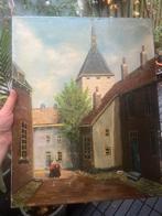 Olieverf op doek – Vintage stadsgezicht – 5040 cm, Antiek en Kunst, Kunst | Schilderijen | Klassiek, Ophalen of Verzenden