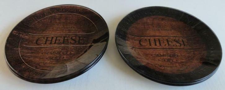4 Bruine glazen kaas bordjes, kaas fondue, tapas etc..., Huis en Inrichting, Keuken | Servies, Zo goed als nieuw, Bord(en), Overige stijlen