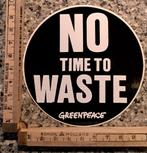 Vintage sticker GreenPeace No time to waste logo, Verzamelen, Stickers, Ophalen of Verzenden, Zo goed als nieuw, Overige typen