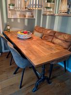 Robuuste, smalle, eettafel met prachtig onderstel 200x70x78, Huis en Inrichting, Ophalen, Gebruikt, 200 cm of meer, 50 tot 100 cm