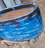 👍  Mooie azuurblauwe  PLANTENBAK  ovaal  58 cm, Ophalen, Steen, Gebruikt, Minder dan 30 cm