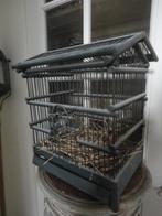 antieke GROENE HOUTEN VOGELKOOI + 1 kunst VOGELTJE, Ophalen of Verzenden