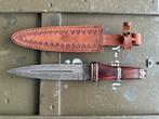 Dolk Damascus Met Lederen Schede, Verzamelen, Ophalen of Verzenden, Overige soorten, Mes of Dolk