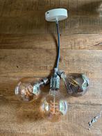 Industriële Hanglamp met 3 lampen, Huis en Inrichting, Lampen | Hanglampen, Ophalen, Gebruikt, Glas, Minder dan 50 cm