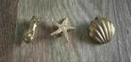 3 broches/ hangers schelp zeester zeepaardje 3-2 cm, Ophalen of Verzenden, Zo goed als nieuw, Goud, Overige materialen
