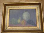 Schilderij stilleven olie op paneel vaas met fruit, Antiek en Kunst, Ophalen of Verzenden