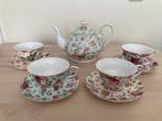 Theeservies/tea set Gracie China, bloemetjes + gouden randen, Overige typen, Nieuw, Ophalen of Verzenden, Overige stijlen