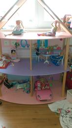 Barbiehuis met inrichting, Kinderen en Baby's, Speelgoed | Poppenhuizen, Gebruikt, Ophalen