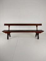 Victoriaanse pitch pine spoorwegbank – Halstead’s, Todmorden, Antiek en Kunst, Antiek | Meubels | Stoelen en Banken, Ophalen of Verzenden