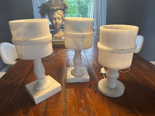 VINTAGE ALBAST TAFEL- / NACHTLAMPEN - 3 STUKS, Huis en Inrichting, Lampen | Tafellampen, Gebruikt, Minder dan 50 cm, Overige materialen