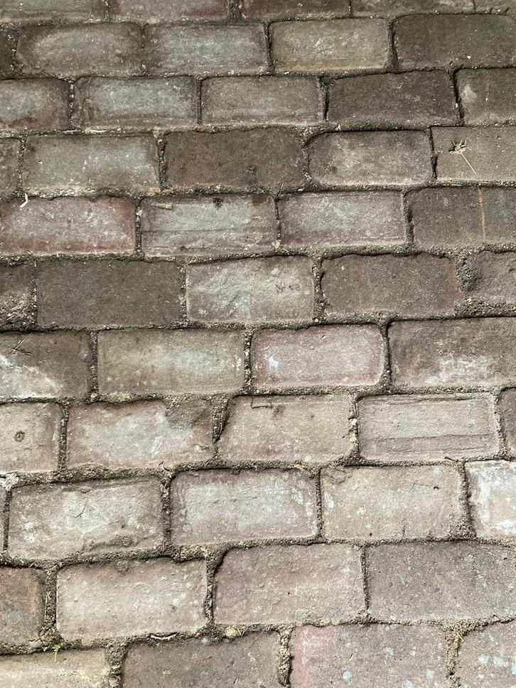 Oude gebakken klinker Keiformaat +/- 30m2, Tuin en Terras, Tegels en Klinkers, Gebruikt, Klinkers, Keramiek, 10 m² of meer, Ophalen