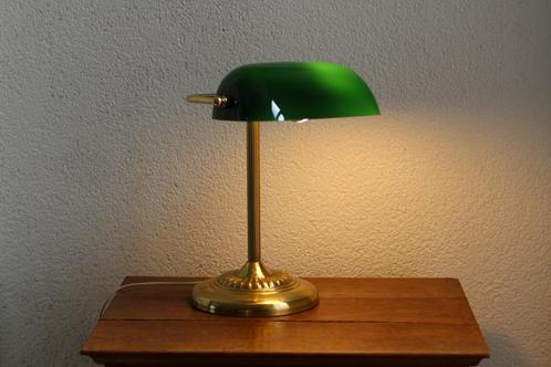 vintage notaris lamp, bankiers lamp, Huis en Inrichting, Lampen | Tafellampen, Gebruikt, Minder dan 50 cm, Glas, Metaal, Ophalen of Verzenden