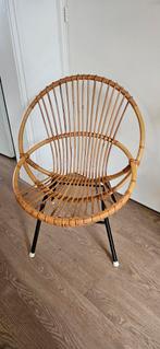Vintage rotan stoeltje, Huis en Inrichting, Stoelen, Gebruikt, Bruin, Eén, Ophalen