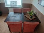 Massief eiken eet tafel met stoelen 180cm, Ophalen, 50 tot 100 cm, Zo goed als nieuw, Vijf personen of meer