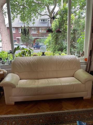 Beige leren 3-zitsbank