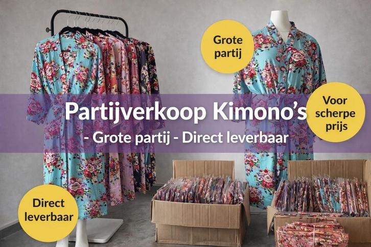 Partijverkoop  80 Trendy Katoenen Kimono’s – Bloemenprint, Kleding | Dames, Dames-kledingpakketten, Nieuw, Maat 38/40 (M), Ophalen of Verzenden
