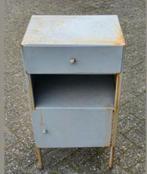 Vintage metalen nachtkastje kast 46x35x83cm deurtje en lade, Ophalen, Gebruikt, Metaal of Aluminium, .