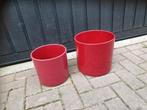 2 bordeaux rode plantenpotten/aardewerk bloempotten, Tuin en Terras, Bloempotten, 25 tot 40 cm, Rond, Binnen, Ophalen of Verzenden
