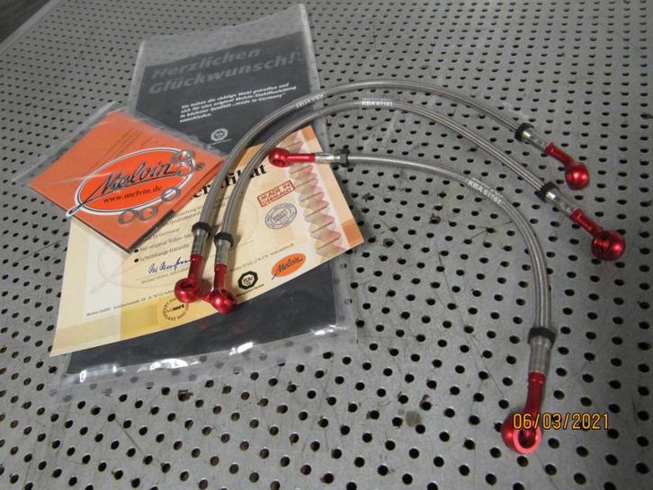 Set gevlochten remleidingen Melvin mix RVS en aluminium, Motoren, Tuning en Styling, Ophalen of Verzenden