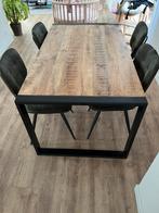 Stoere industriële eethoek mango, Huis en Inrichting, Ophalen, Zo goed als nieuw, 4 tot 6 stoelen